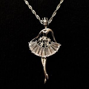 SOLD Silver Ballerina Necklace (free gift pouch)